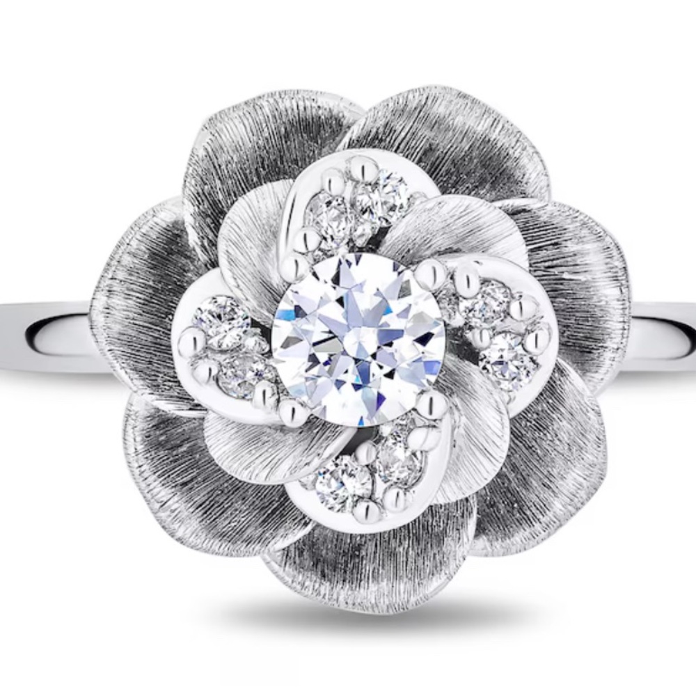 SOLD Enchanted Disney Cinderella 1/2Ct Certified Lab Grown Diamond Flower Ring